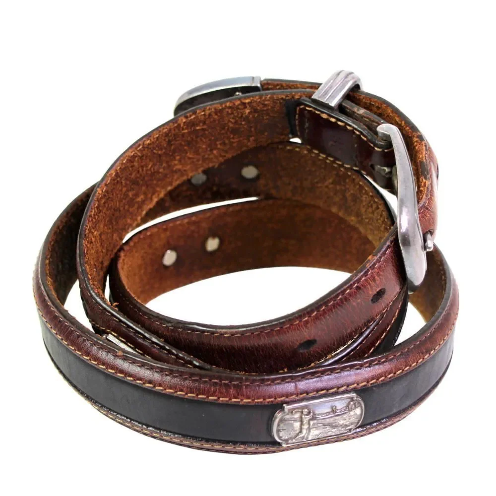 BRIGHTON BROWN BLACK GENUINE LEATHER 1 1/8